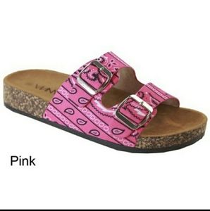ANNA Pink Bandana Print Sandals